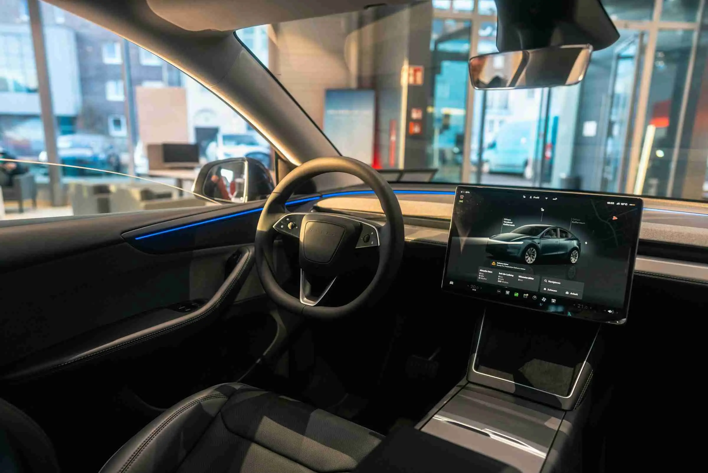Interior of a Tesla Model Y taxi, rear seats